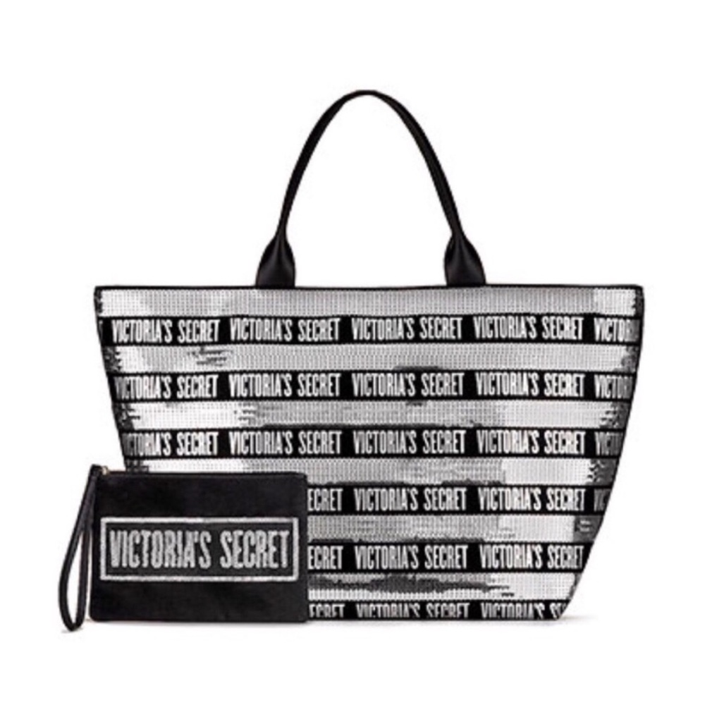 Victoria Secret Sequin Weekender Bag and Clutch